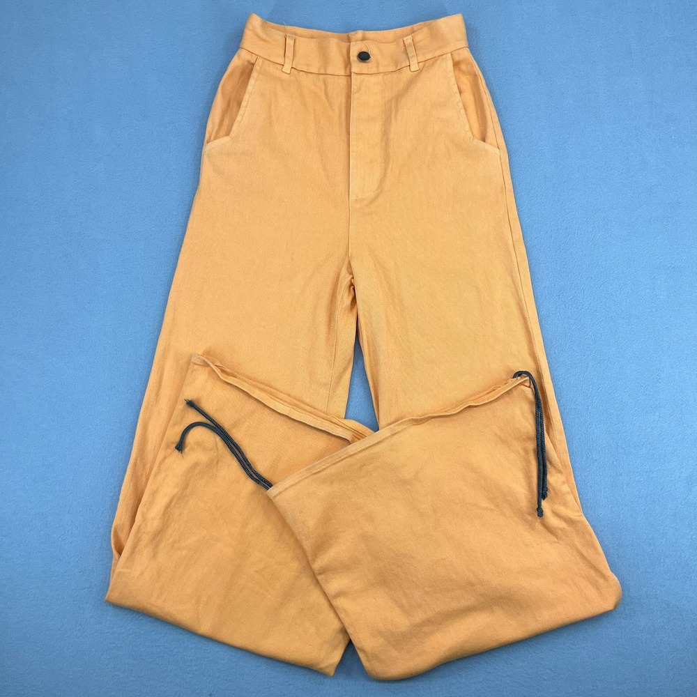 AVAVAV Womens Orange Wide Leg Denim Pants High Waist Italy XS